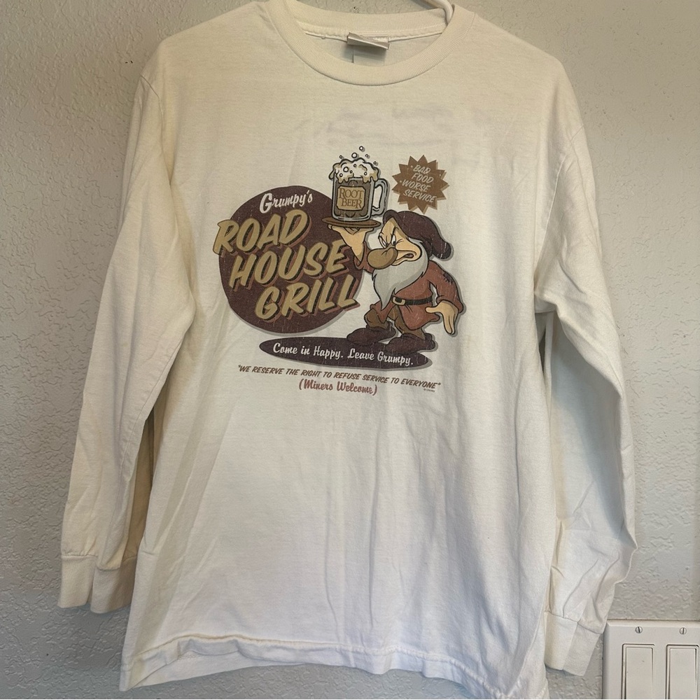 Vintage Disney‎ Original Grumpy White Long Sleeve Shirt M